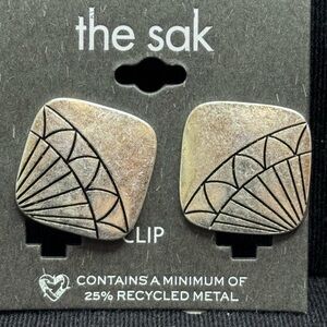 The Silver Tone Geometric Clip Earrings 1 inch approx